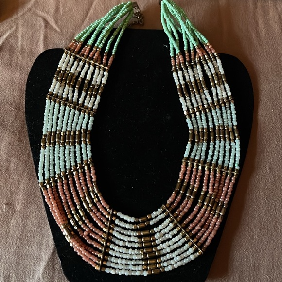Vintage Jewelry - Vtg Micro Bead Bib Necklace